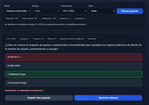 Test HTML con preguntas de TAI